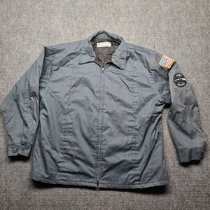 Aramark Mens 1XLR Pink Floyd Patch Work Jacket Gray Quilted Lined Full Zip